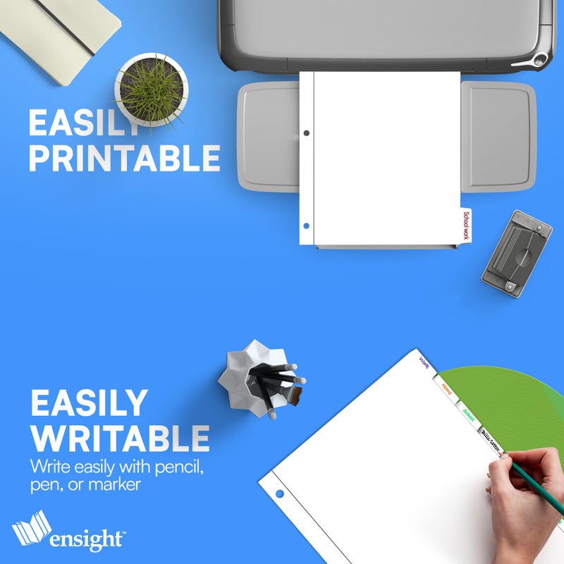 Ensight 3 Ring Page Dividers Bulk, 1/8 Cut Tab Dividers - 96 Per Box Divider Pages with Tabs, Decorative Printable Rewritable Divider Tabs, Exhibit Tab Dividers for 3 Ring Binders Bulk - Image 4